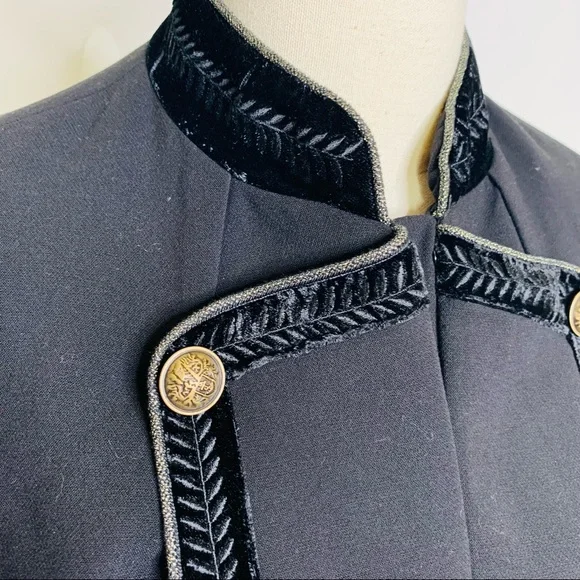 Monsoon sz 4 Black Military Piped Jacket Blazer 3158 - Picture 8 of 11
